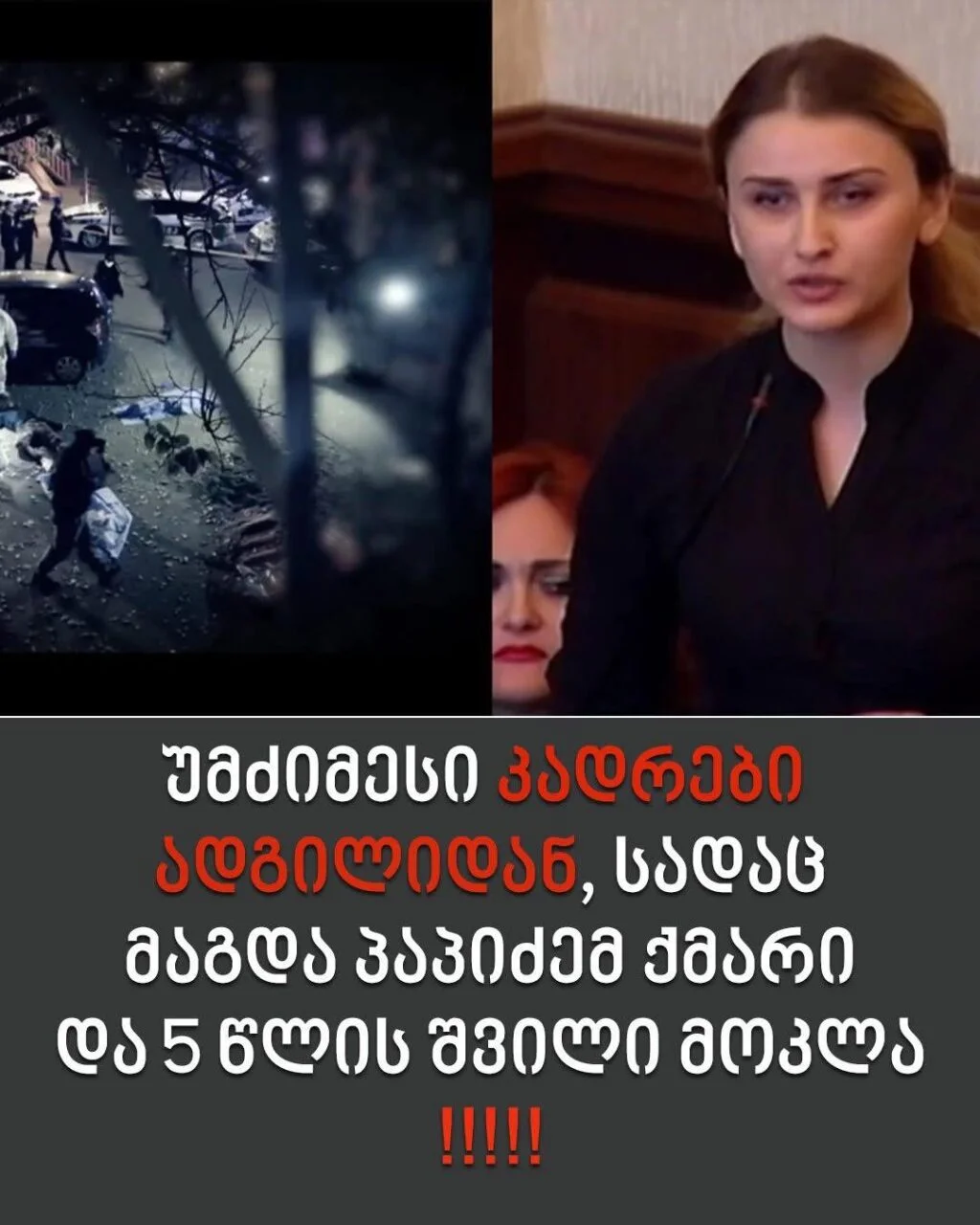 უმძიმესი კადრები ადგილიდან, სადაც მაგდა პაპიძემ ქმარი და 5 წლის შვილი მოკლა